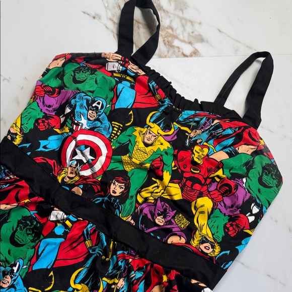 Marvel Dress Black Mighty Fine Presents Vintage Comics Avengers sz L - Picture 3 of 10